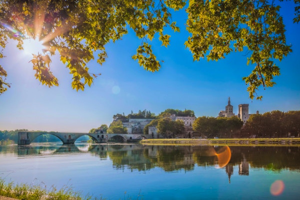 Avignon-broen med Popes Palace i Provence, Frankrike