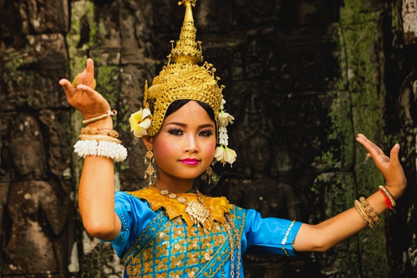 En kvinnelig asparadanser i Angkor Wat, Kambodsja.