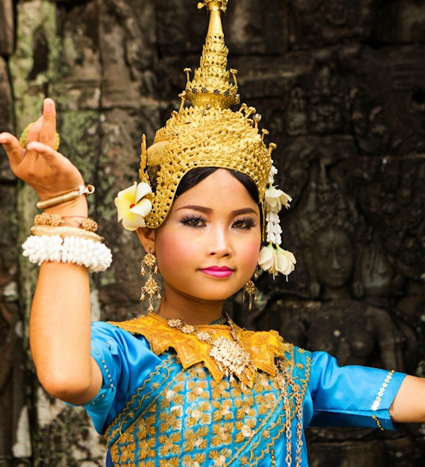 En kvinnelig asparadanser i Angkor Wat, Kambodsja.