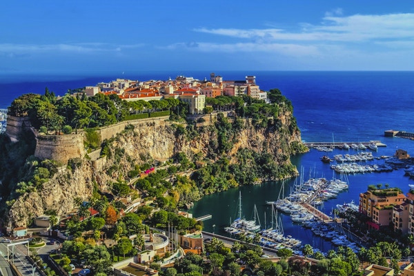 Utsikt over Monte Carlo i fyrstedømmet Monaco i Sør-Frankrike