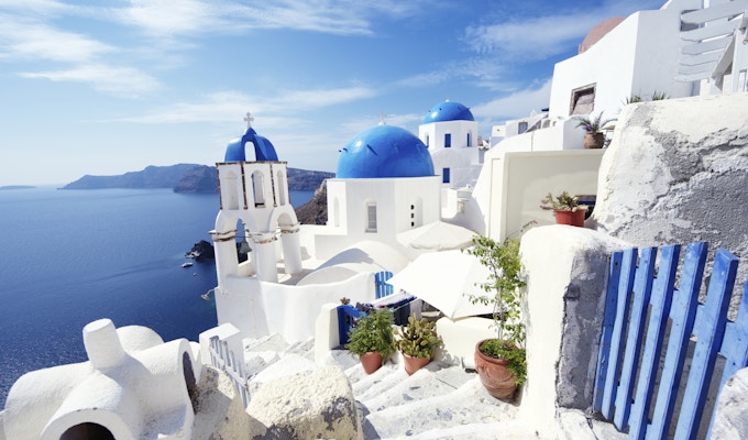 Idyllisk utsikt fra Santorini