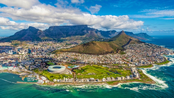 Cape Town og de 12 apostlene fra oven i Sør-Afrika