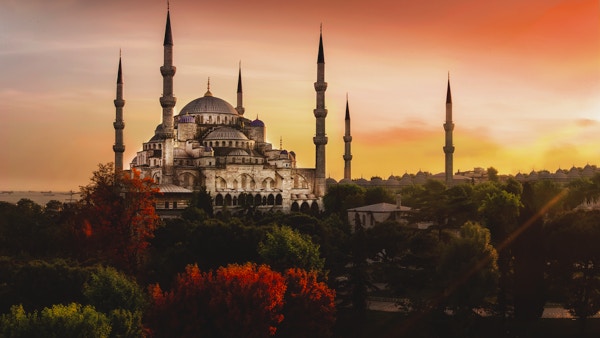 Den blå moske i Istanbul, Tyrkia.