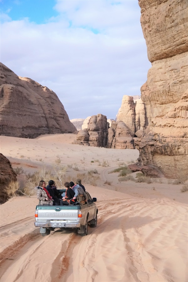 Motor toursim between mounatins wadi rum desert jordan