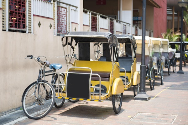 Pedicab-tjeneste for reiser i Singapore, tre-hjuling.