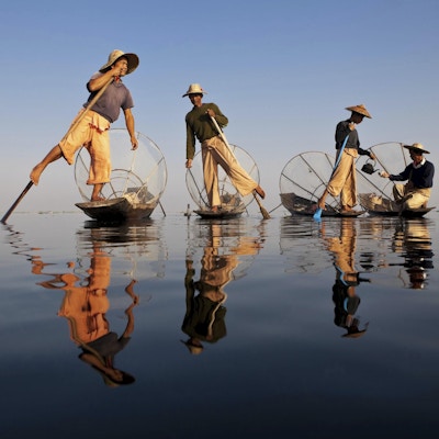Fiskere på Inle-sjøen, Myanmar.