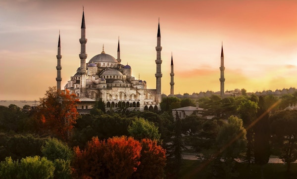Den blå moske i Istanbul, Tyrkia.