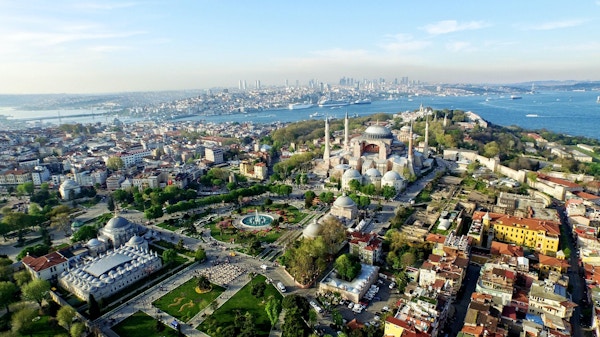 Luftfoto av Istanbul og Bosphorus