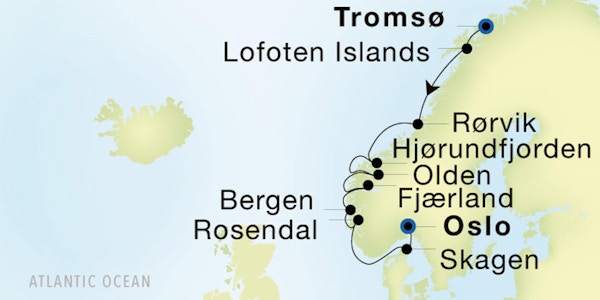 Kart Seadream Oslo-Tromsø 2021