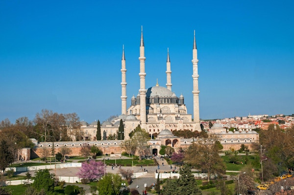 Utsikt over Selimiye -moskeen, Edirne / Tyrkia