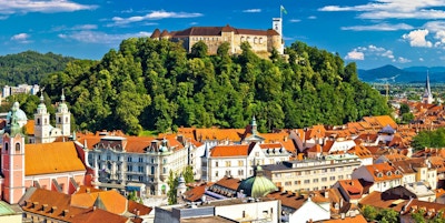 Panoramautsikt over byen Ljubljana, hovedstaden i Slovenia