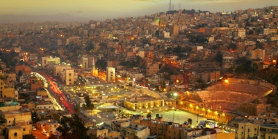 Nattlys fra Amman - hovedstaden i Jordan