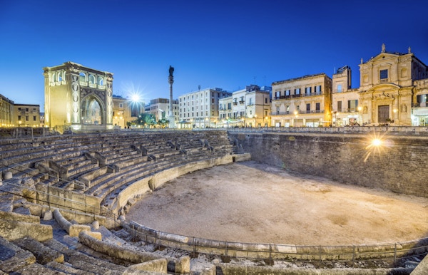 Gamle amfiteater i sentrum av Lecce, Puglia, Italia