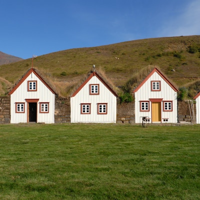 Restaurerte torvhus i Laufas nær Akureyri.