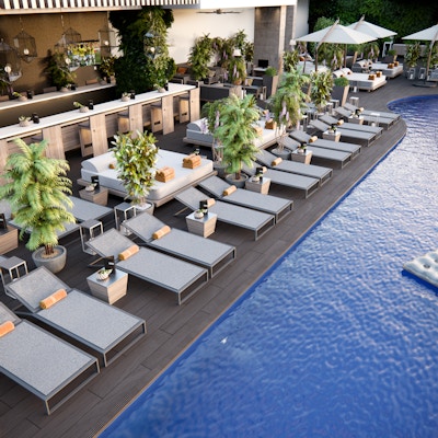 ser hotellsenger og svømmebasseng på hotellet AC Marriott i Santa Marta, Colombia