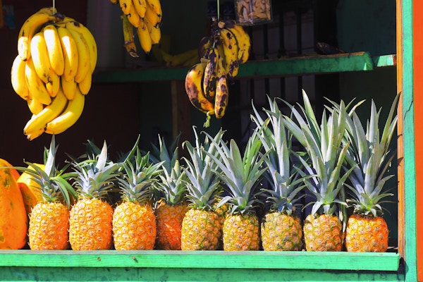 Tropiske frukt i butikk i Costa Rica.