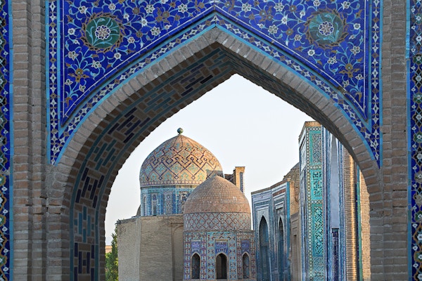 Historisk kirkegård til Shahi Zinda, Samarkand, Usbekistan