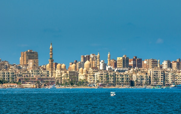 Utsikt over Alexandria havn, Egypt