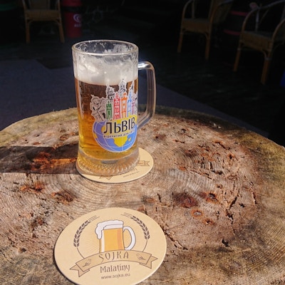 Slovakia beer wooden table