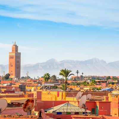 Panoramautsikt over Marrakesh og gamle medina, Marokko