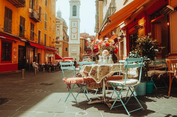Cafe on the street in Nice, France