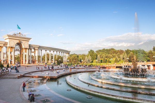 Fontene ved Almaty, Kasakhstan. Parken til den første presidenten i Kasakhstan.