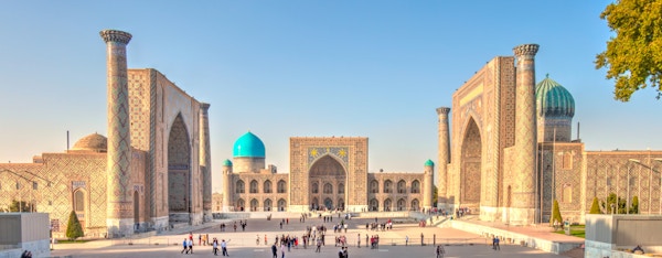 Den berømte Registanplassen i Samarkand, Usbekistan
