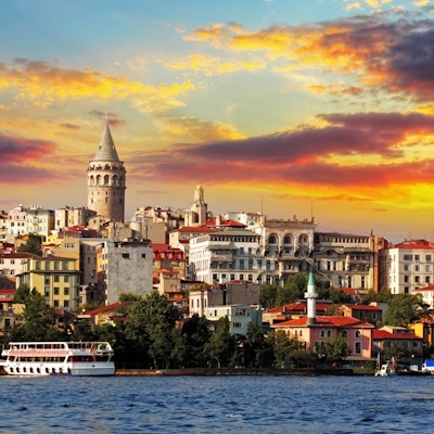 Istanbul ved solnedgang - Galata-distriktet, Tyrkia