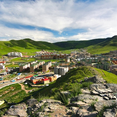 Panoramautsikten over hele byen Ulaanbaatar, Mongolia