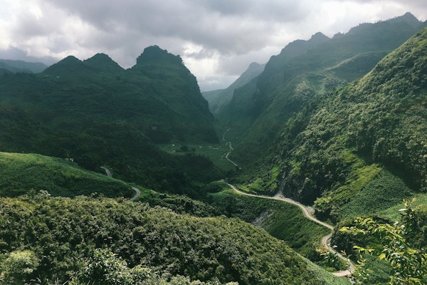 Landskap i Ha Giang, nord i Vietnam.