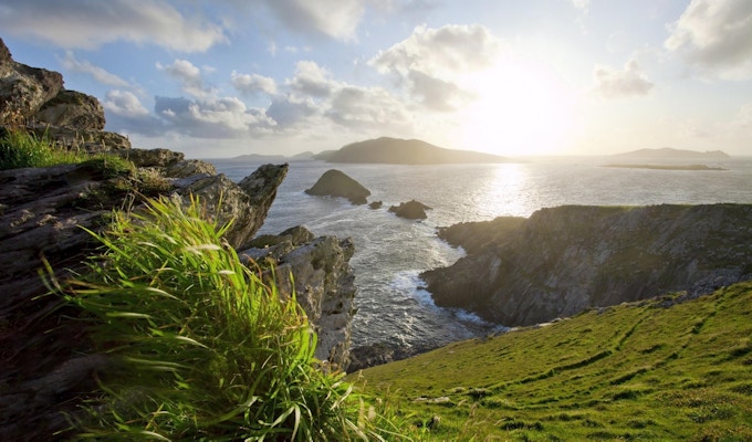 Oversiktasbilde over Blasket Islands ved Dingle.