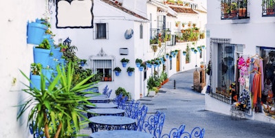 Mijas gate. Sjarmerende hvit landsby i Andalucía, Costa del Sol. Sør-Spania