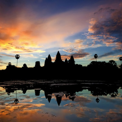 Soloppgang på Angkor Wat i Siem Reap, Kambodsja.